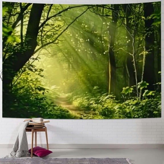 PRATYUS Enchanted Forest Tapestry Nature Lanscape Green Tapestry Tree Cave Wall Tapestry Wall Hanging For Living Room Bedroom Home Decorations Painting