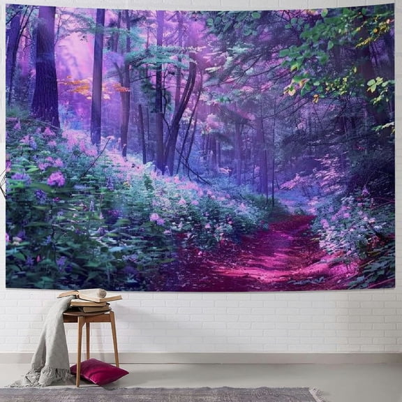 PRATYUS Fabric Tapestry Sunshine Red Forest Print Fabric Tapestry Decorative Wall Art Tablecloth Picnic Blanket Beach Throw Blanket for Bedroom Hall Dormitory Living Room Hanging Multi Size Painting