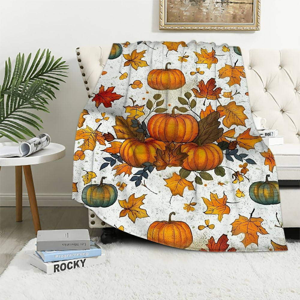 Kate Aurora Ultra Plush Thanksgiving Autumn Leaves Hypoallergenic Fleece Throw Blanket Walmart