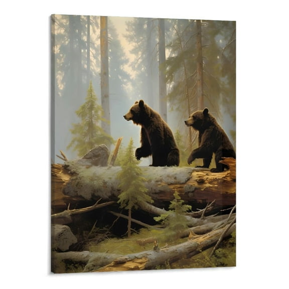 PRATYUS Fall Decor A Bear Playing in the Forest Canvas Wall Art Picture 16x20in