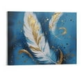 thumbnail image 1 of PRATYUS Fall Decor Blue Feather Canvas Wall Art Picture 20x16in for Living Room Bedroom Art Modern 20x16in, 1 of 3