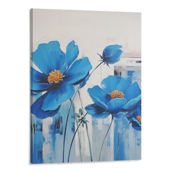 PRATYUS Fall Decor Blue Flowers Canvas Prints Wall Art 16x20in