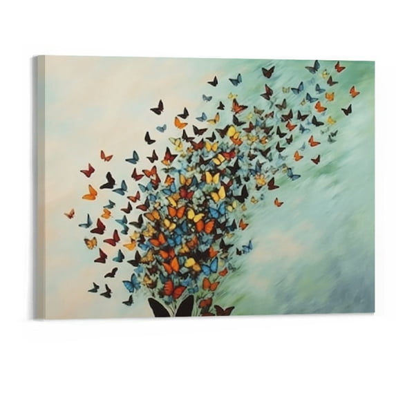 PRATYUS Fall Decor Butterfly Canvas Wall Art Picture 20x16in for Living Room Bedroom Home Office Decor 20x16in