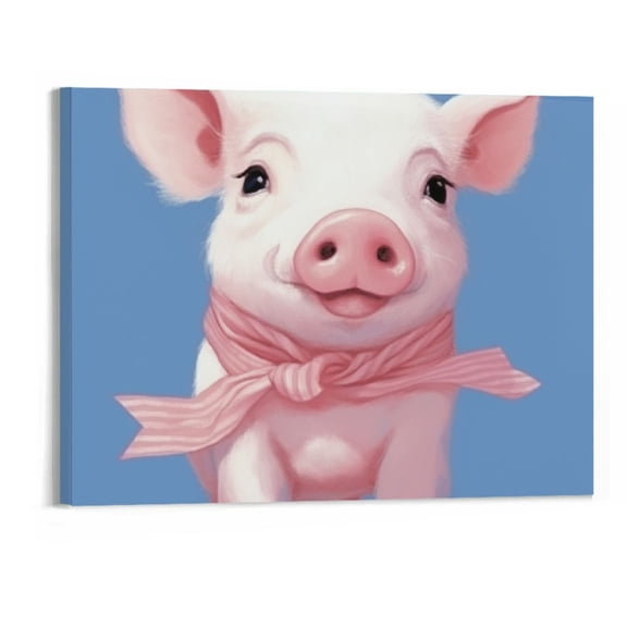 PRATYUS Fall Decor Cartoon Pink Piglet Canvas Wall Art Picture 20x16in for Living Room Bedroom Canvas Print 20x16in