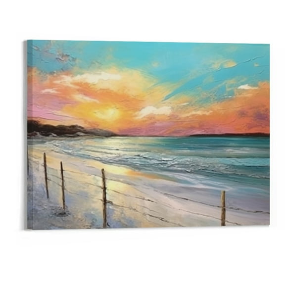 PRATYUS Fall Decor Coastal Beach Canvas Wall Art Picture 20x16in for Living Room Bedroom 20x16in