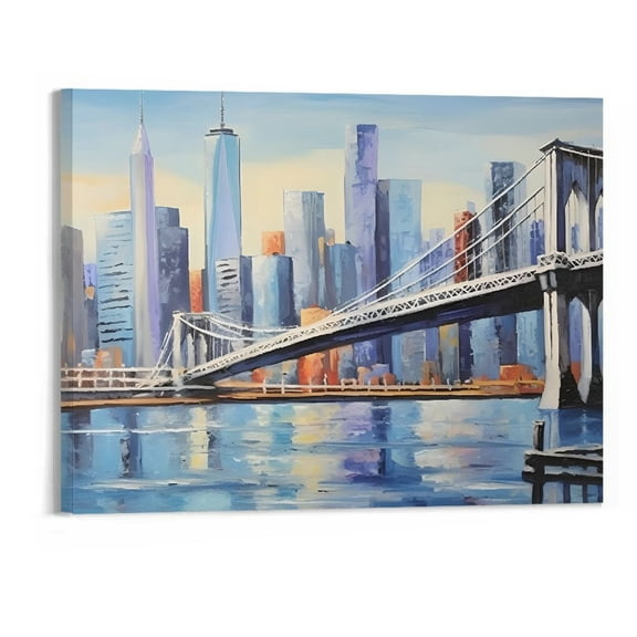 PRATYUS Fall Decor Colorful Bridge Canvas Wall Art Picture 20x16in for Living Room Bedroom 20x16in