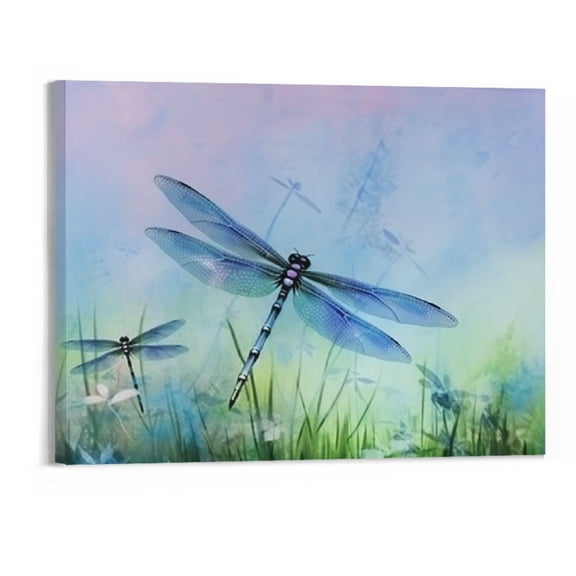 PRATYUS Fall Decor Colorful Dragonfly Art Modern Canvas Wall Art Picture 20x16in