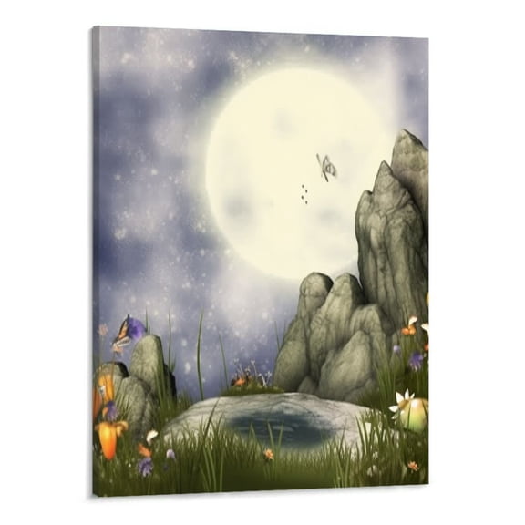 PRATYUS Fall Decor Fantasy Fairy Tale Canvas Wall Art Picture 16x20in for Living Room Bedroom 16x20in