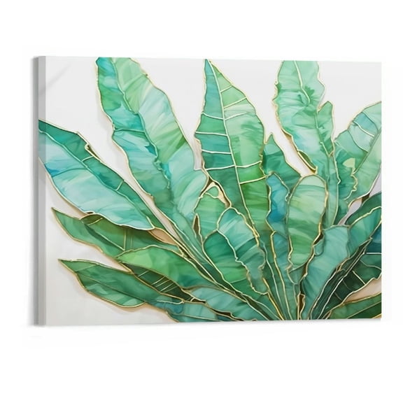 PRATYUS Fall Decor Green Leaf for Living Room Wall Decor Canvas Wall Art Picture 20x16in