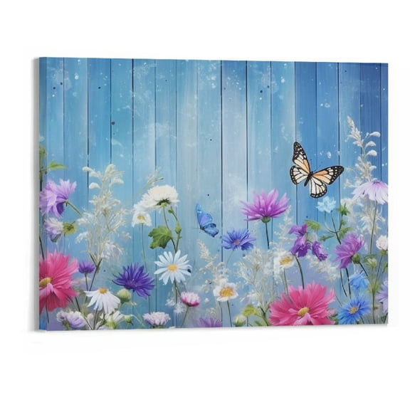 PRATYUS Fall Decor Pink Plant Butterfly Canvas Wall Art Picture 20x16in for Living Room Bedroom Canvas Print 20x16in