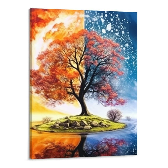 PRATYUS Fall Decor Tree of Life Canvas Wall Art Picture 16x20in for Living Room Bedroom 16x20in