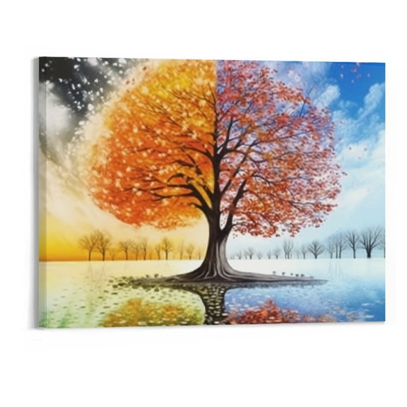 PRATYUS Fall Decor Tree of Life Canvas Wall Art Picture 20x16in for Living Room Bedroom 20x16in