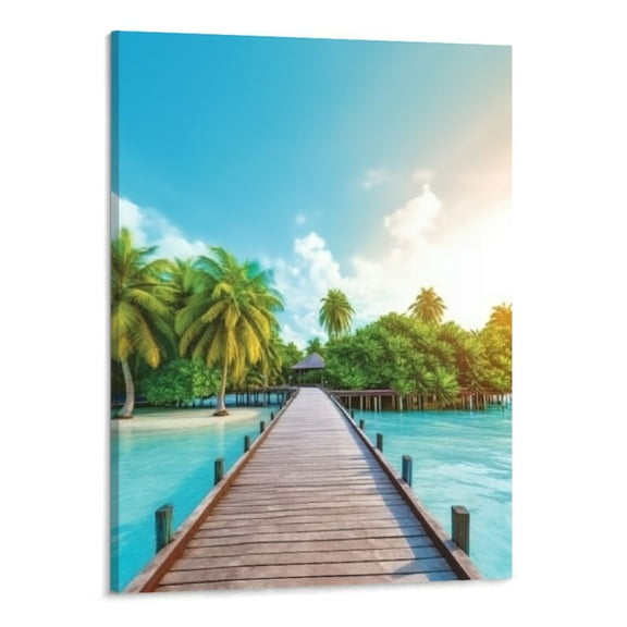 PRATYUS Fall Decor Vertical Quay Bridge Canvas Wall Art Picture 16x20in