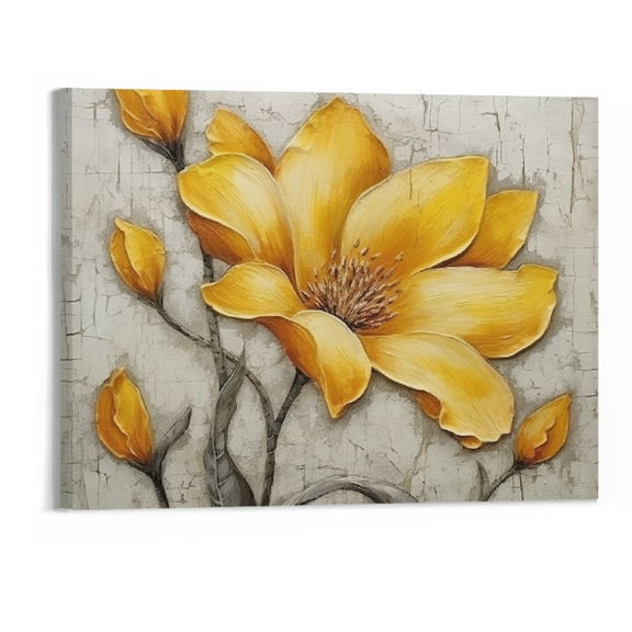 PRATYUS Fall Decor Yellow Flowers Canvas Wall Art Picture 20x16in for Living Room Bedroom 20x16in