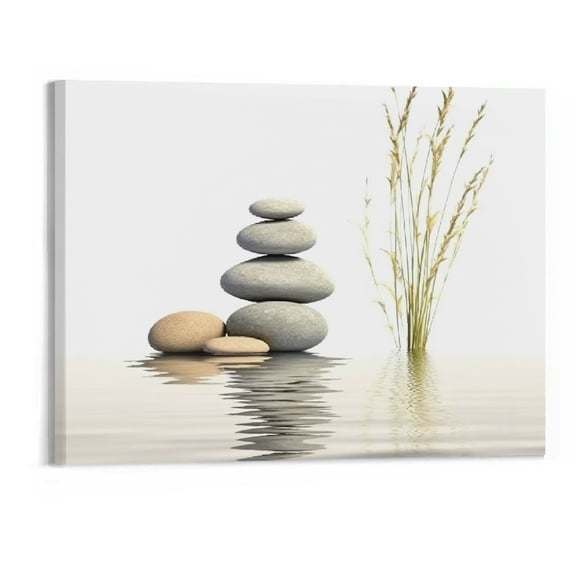 PRATYUS Fall Decor Zen Stone and Water Canvas Wall Art Picture 20x16in for Living Room Bedroom 20x16in