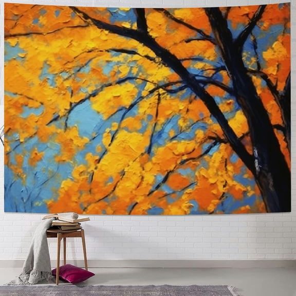 PRATYUS Fall Tapestry Autumn Tree Red Maple Leaves Wall Hanging Backdrop for Living Dining Room Boy Girl Dorm