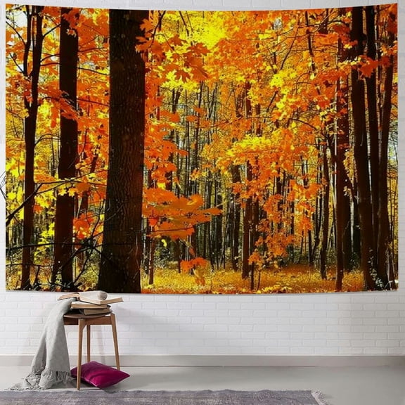 PRATYUS Fall Tapestry Wall Hanging Maple Forest in Autumn Wall Tapestry Maple Leaves Tapestry Autumn Natural Wall Blanket Wall Art Tapestry for Bedroom Living Room Dorm Wall Decor 60x50inch