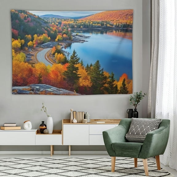 PRATYUS Fall White Mountain USA Tapestry, USA New England New Hampshire White Mountains Wall Hanging Tablecloths Psychedelic Tapestry Bedroom Living Room Dorm 60x40 Inch 60x40in