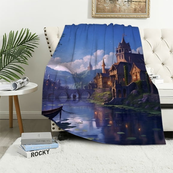 PRATYUS Fantasy Castle Throw Blanket for Couch Sofa Bed Office Decor All Seasons Long-Lasting Blanket 60x80in