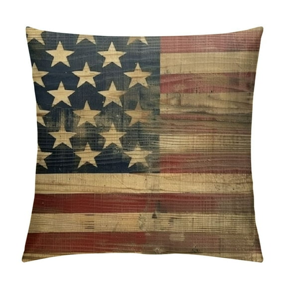 PRATYUS Flag of The United States Throw Pillow Cover America Vintage Striped Independence Day Patriotic Pillow Case Decorative Men Women Boy Girl Room Cushion Cover for White