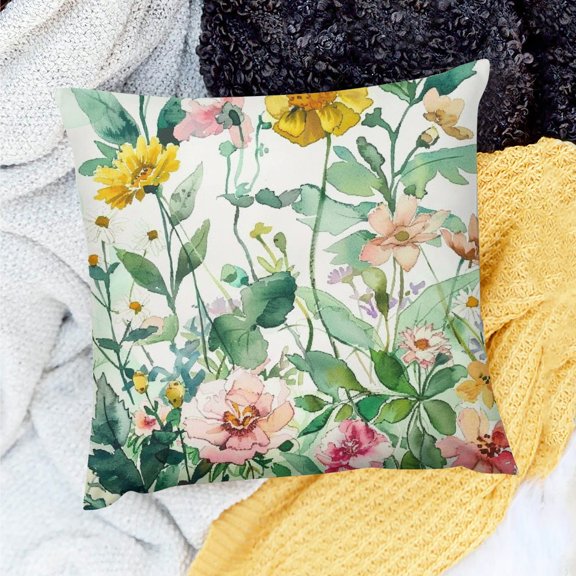 PRATYUS Floral Green Leaves Throw Pillow Cover for Sofa Couch 18x18in