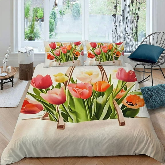 PRATYUS Floral Pattern 3-Piece Bedding Set - Bedroom Home Decor Comfortable and Breathable Design, Perfect for All Seasons 87x68in