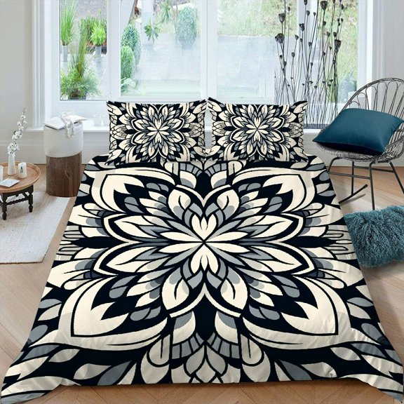 PRATYUS Floral Pattern 3-Piece Bedding Set (Single-Sided Print) High Quality Sleep Peach Skin Velvet Bedroom; Guest Room 87x68in