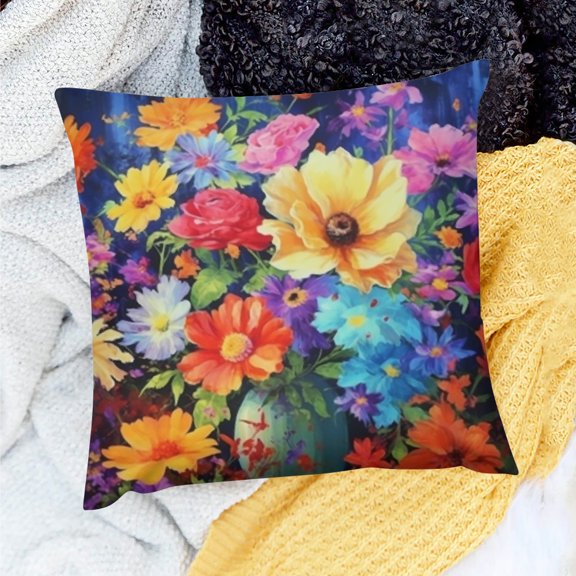 PRATYUS Floral Square Cushion Cover for Home Sofa Couch Decor 18x18in