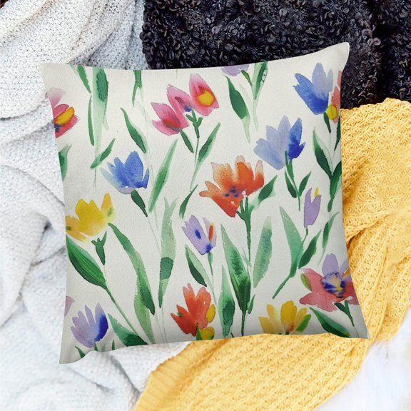 PRATYUS Flower Decorative Pillow Case for Home Sofa Couch 18x18in