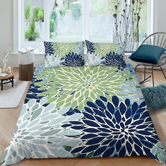 PRATYUS Flower Pattern 3-Piece Bedding Set (Single-Sided Print) High-Quality Sleep Peach Skin Velvet Bedroom; Guest Room 87x68in