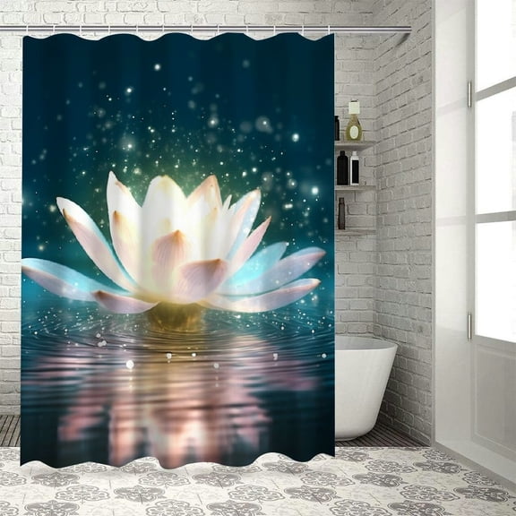 PRATYUS Flower Sparkles Radiant Light Shower Curtains Set with Hooks 100% Polyester Home Bathroom Decor 36"x72