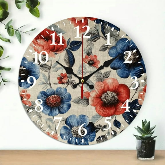 PRATYUS Flowered Fabric Flemish Baroque Wall Clock 10 Inch Decor 10x10in