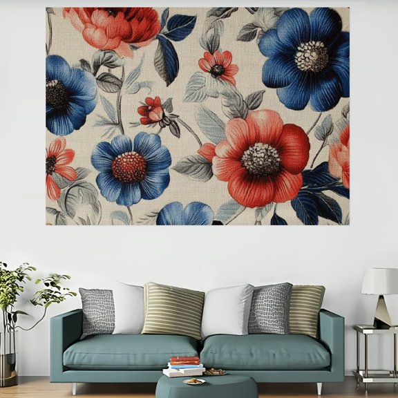 PRATYUS Flowered Fabric Flemish Baroque Wall Tapestry Art 60x40in