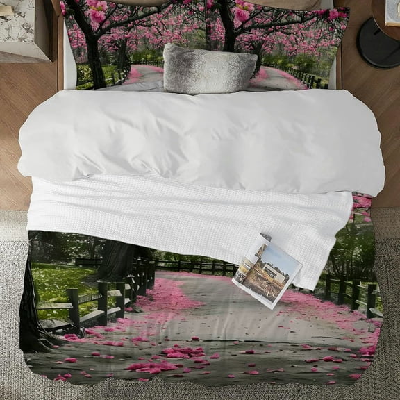 PRATYUS Flowers 3-Piece Bedding Set - High-Quality Peach Skin Fabric, Zipper Closure, Single Sided Printing, Modern and Vibrant Design, Ideal for Bedrooms and Guest Rooms, Machine Washable 87x68in
