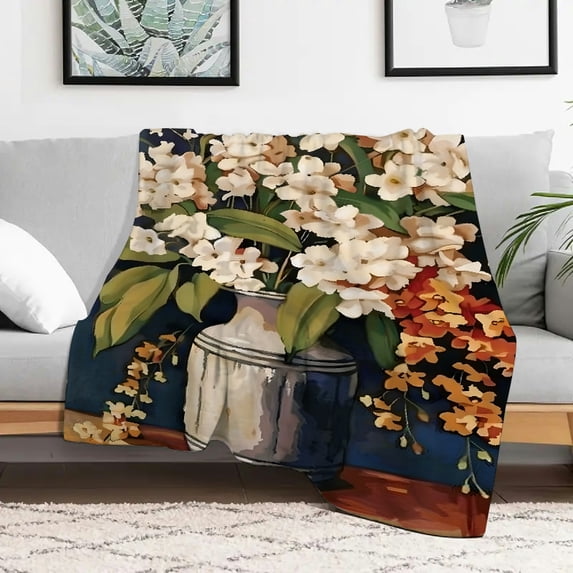 PRATYUS Flowers Fuzzy Fluffy Soft Cozy Flannel Blanket, Lightweight 40x50in