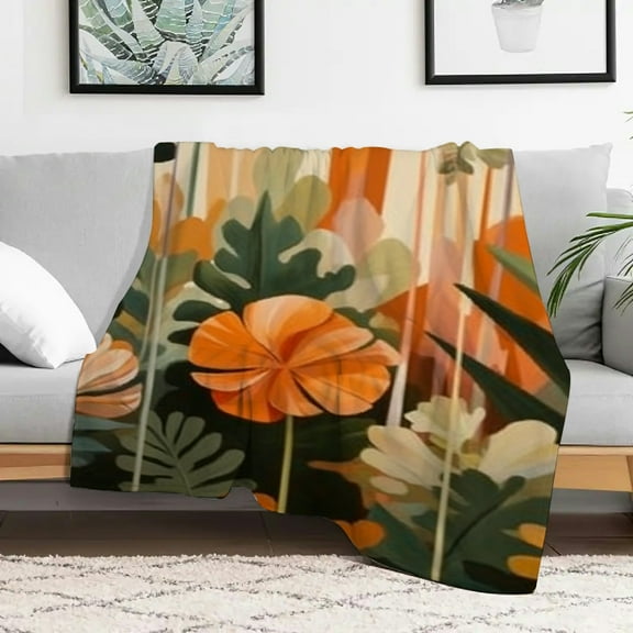 PRATYUS Flowers Leaves Durable Soft and Warm Flannel Blanket for Home Leisure, Sofa, Travel, Camping, Bed, Chair - Multi-purpose Gift Blanket All Season 30x40in