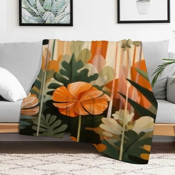 PRATYUS Flowers Leaves Durable Soft and Warm Flannel Blanket for Home Leisure, Sofa, Travel, Camping, Bed, Chair - Multi-purpose Gift Blanket All Season 40x50in