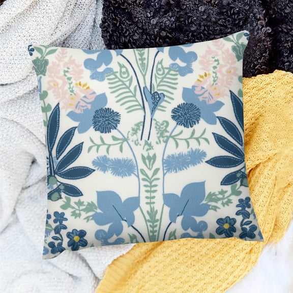 PRATYUS Flowers Leaves Pattern Square Cushion Cover for Sofa Couch 20x20in