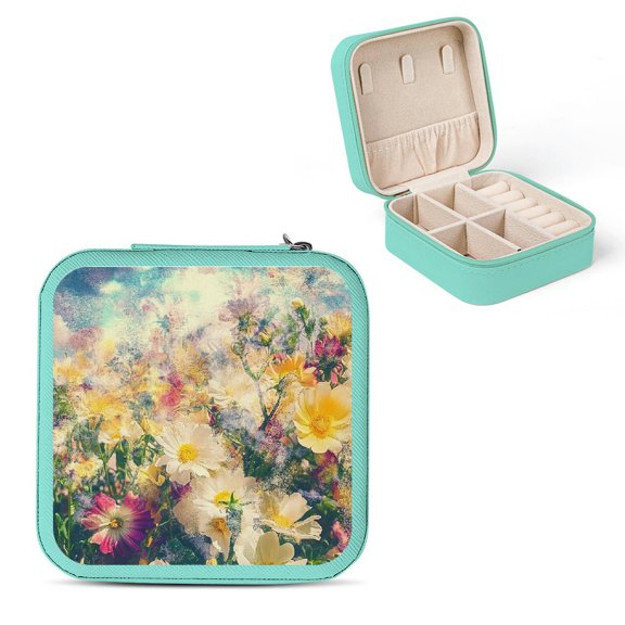 PRATYUS Flowers Sky Cloud Jewelry Box for Necklaces, Rings, Earrings Green