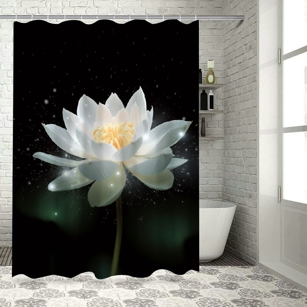 PRATYUS Flowers Sparkle Hologram Shower Curtain Waterproof Bath Decor for Kids with Hooks Set, Polyester Fiber Bathroom Decorative Curtain Variety Sizes 60"x72