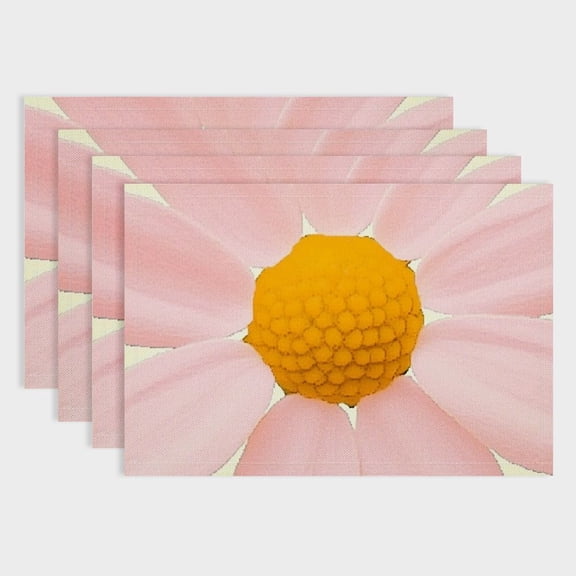 PRATYUS Flowers Table Mats Linen Cloth Set of 4 Hard Paper Placemats for Birthday Parties, Christmas, Restaurants, Buffets, Home Decoration 18x12in