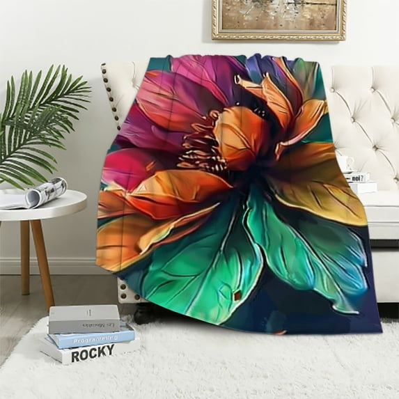 PRATYUS Flowers Throw Blanket Kids Boys Girls Blankets Printed Throw Fluffy Soft Cozy Blanket for Couch Bed Sofa 60x80in