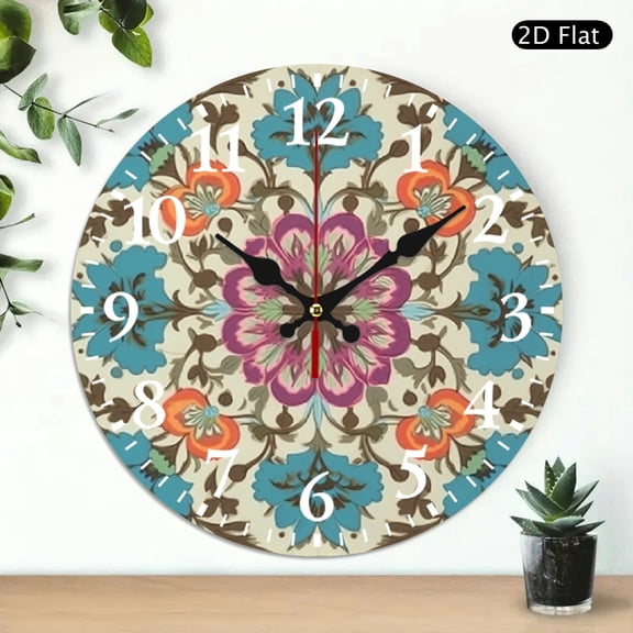 PRATYUS Flowers Wall Clock Decorative Home Decor 10 Inch Frameless 10x10in