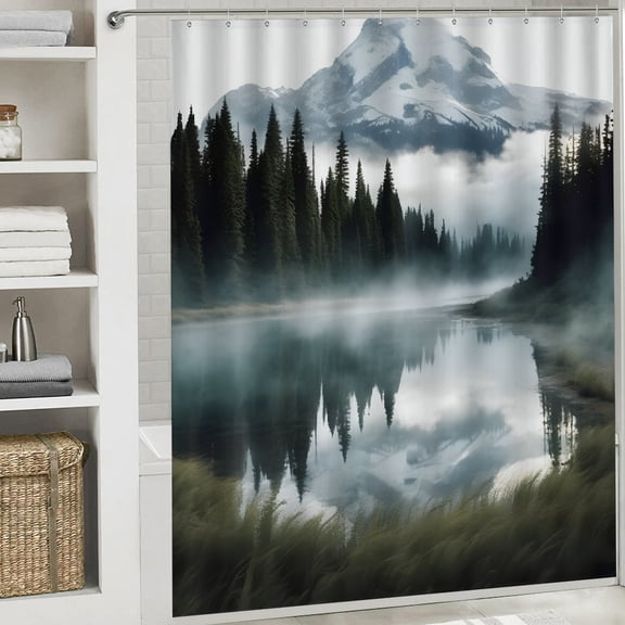 PRATYUS Fog Trees Forest Waterproof Bathroom Shower Curtain 70.8x70.8 Inches White