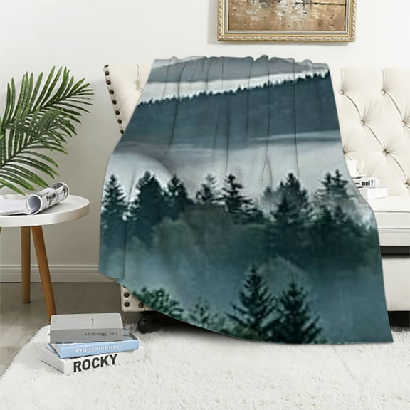 PRATYUS Fog Trees Throw Blankets Cozy Soft Fuzzy Plush Home Decor Blanket Perfect Gift for All Seasons 40x50in