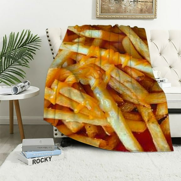 PRATYUS Food French Fries Blanket Cozy Soft Lightweight Flannel Throw Blanket for Bed Sofa Travel All Season  50x60in