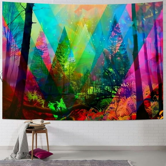 PRATYUS  Forest Tapestry Tree of Life Nature Landscape Tapestry Wall Hanging Colorful Mystical Tapestry Psychedelic Spiritual Bedspread Tapestry for Bedroom Living Room Decor 60x50inch