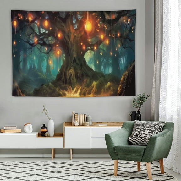 PRATYUS Forest Tapestry Tree of Life Wall Tapestry 60x40 Inch Nature Plant Trippy Fantasy Tapestry Fairy Tale World Aesthetic Tapestry for Living Dinning Room College Dorm 60x40in