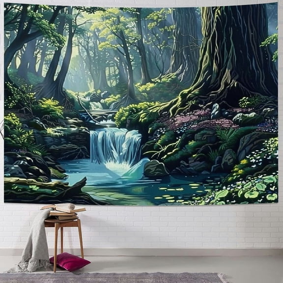 PRATYUS Forest Tree Tapestry Wall Hanging Wall Tapestry Aesthetic Hippie Wall Decor Bohemian Wall Art Boho Home Decoration for Bedroom,Living Room,Dorm Painting