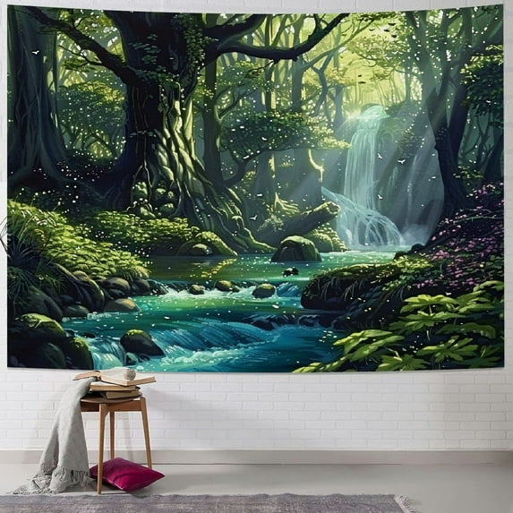 PRATYUS Forest Tree Tapestry Wall Hanging Wall Tapestry Aesthetic Hippie Wall Decor Bohemian Wall Art Boho Home Decoration for Bedroom,Living Room,Dorm Painting